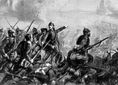 Prøyssisk infanteri ved anklagen, fransk-prøyssisk krig, 1870 av Unbekannt