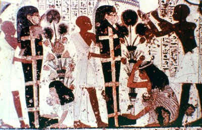 Rensing av mumier, detalj fra et tempelveggmaleri, Theben, Egypt av Unbekannt