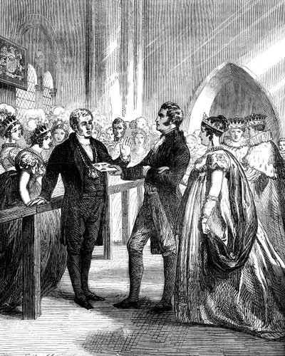 Dronning Caroline 1768-1821 ble vendt bort fra Westminster Abbey, 1820 c1895 av Unbekannt