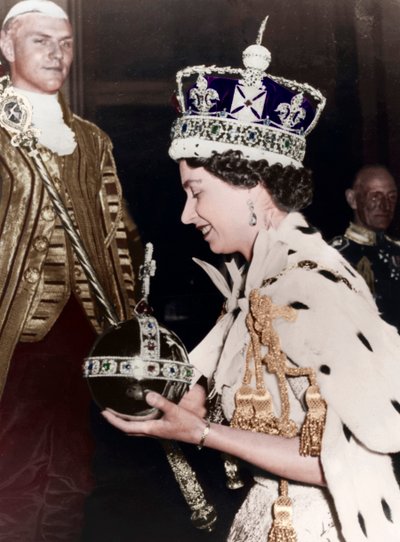 Dronning Elizabeth II vender tilbake til Buckingham Palace etter kroningen hennes, 1953 av Unbekannt