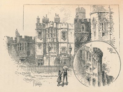 Queen Elizabeths bibliotek. Skisse fra Nordterrassen, 1895 av Unbekannt