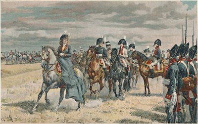 Dronning Louisa gjennomgår den prøyssiske hæren, 1896 av Unbekannt