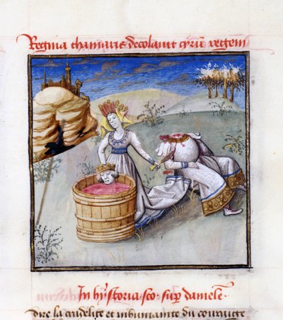 Dronning Tomyris. Fra: Speculum Humanae Salvationis Mirror of Human Salvation av Ludolph av Sachsen av Unbekannt
