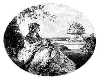 Dronning Victoria og prins Arthur, 1850 av Unbekannt