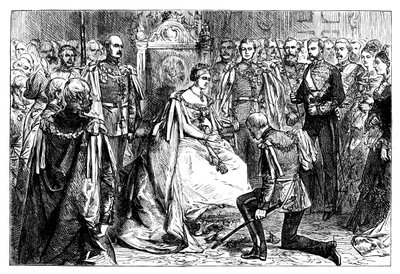 Dronning Victoria holder den første investituren av ordenen til Star of India, c1861 av Unbekannt