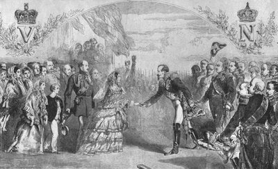 Dronning Victoria mottatt i Boulogne av keiser Napoleon III., 18. august 1855, 1901. av Unbekannt