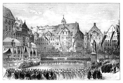 Dronning Victoria avduker en statue av Prince Albert, Coburg, Tyskland, 1865 av Unbekannt