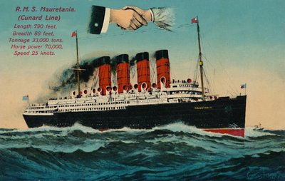 R.M.S. Mauretania. Cunard Line, ca 1930-tallet. av Unbekannt