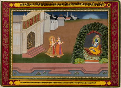 Radhas Confidante bringer henne til Krishna, ca. 1790-1800. av Unbekannt