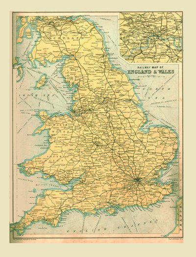Jernbanekart over England og Wales, 1902. av Unbekannt