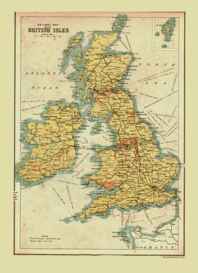 Jernbanekart over de britiske øyer, 1902. av Unbekannt