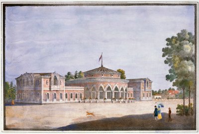 Jernbanestasjon og fransk restaurant i Catharinhof, St. Petersburg, Russland, 1800-tallet av Unbekannt