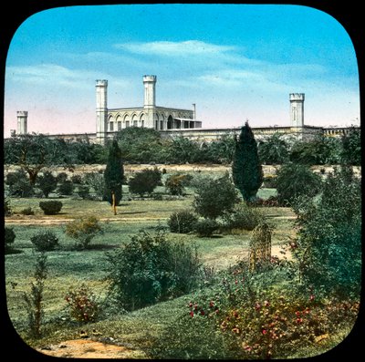 Jernbanestasjon, fra Queens Garden, Delhi, India, sent på 1800- eller begynnelsen av 1900-tallet av Unbekannt