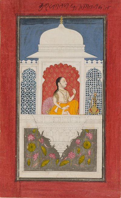 Raja Sagat Singh i en paviljong, c1750 av Unbekannt