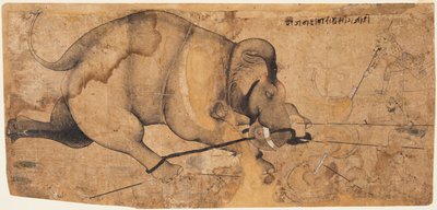 Rao Ram Singhs Elephant Gone Amok, ca. 1700. av Unbekannt