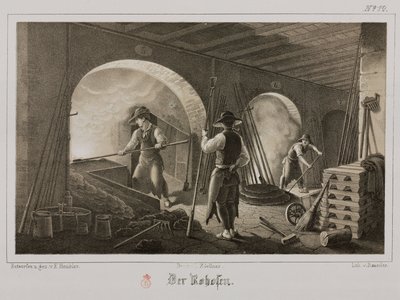 Råmaterialebehandling, metallurgismiing av edelt metall, Tyskland, ca 1851 av Unbekannt