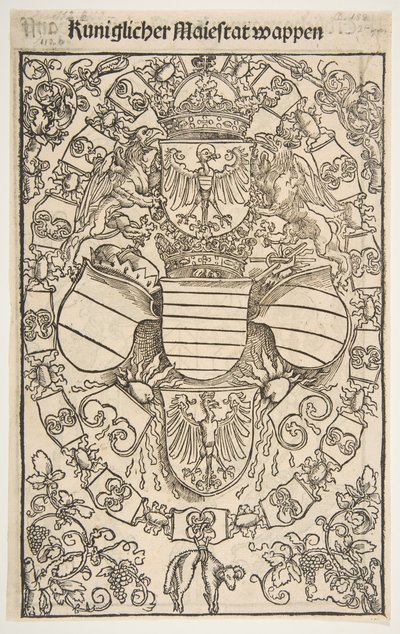 Rekto: Våpenskjold til Maximilian I som konge av romerne, verso: Våpenskjold til Florian ..., 1502. av Unbekannt
