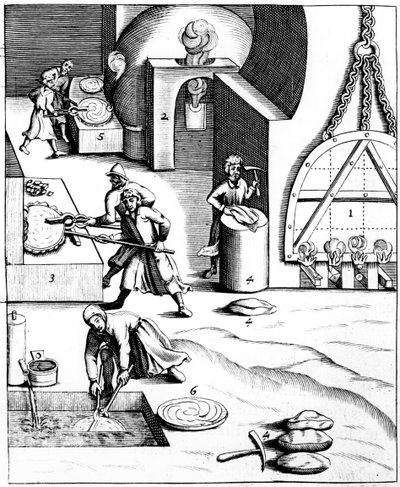 Raffinering av kobber ved bruk av den ungarske prosessen, 1683 av Unbekannt