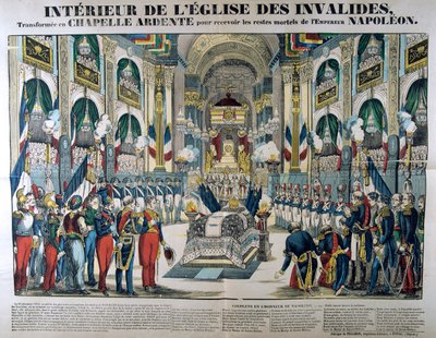 Rester av Napoleon I blir brakt til Les Invalides i Paris, 15. desember 1840, 1800-tallet av Unbekannt