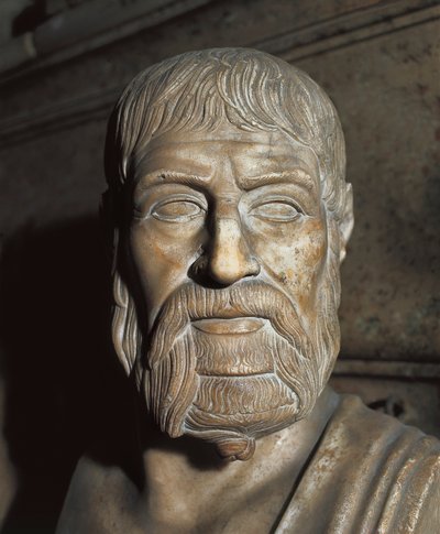 "Representasjon av Pausanias (5. århundre f.Kr.), spartansk general og politiker" Bust. av Unbekannt