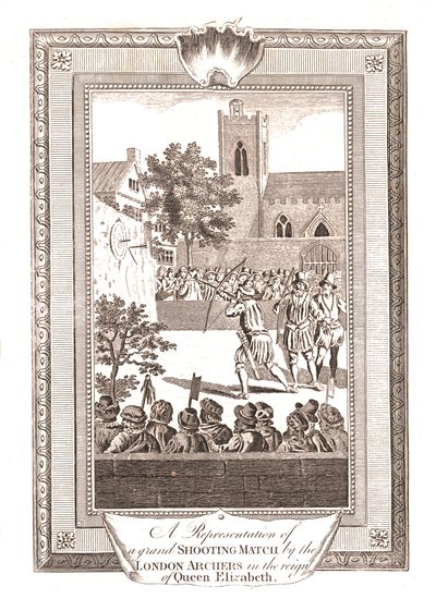 Representasjoner av skytekampen av London Archers under dronning Elizabeths regjeringstid, 1793 av Unbekannt