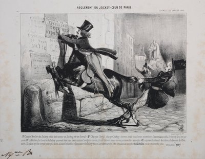 Regler for Jockey Club of Paris: Hvert medlem av Jockey Club må ha en Jockey..., 1800-tallet. av Unbekannt