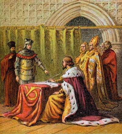 Richard II abdikerer, 1399, c1850 av Unbekannt