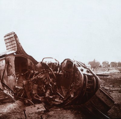 Åpen tank, Champagne, Nord-Frankrike, c1914-c1918 av Unbekannt