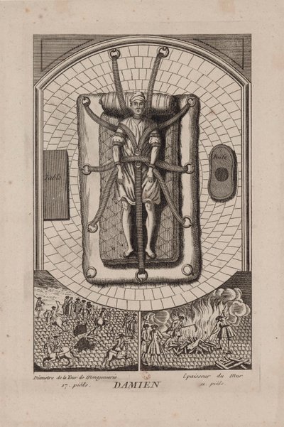 Robert Francois Damiens 1715-1757 på Châtelet, 2. mars 1757. av Unbekannt