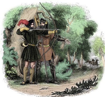 Robin Hood, legendarisk engelsk folkehelt og fredløs og forkjemper for de fattige, tidlig på 1800-tallet av Unbekannt
