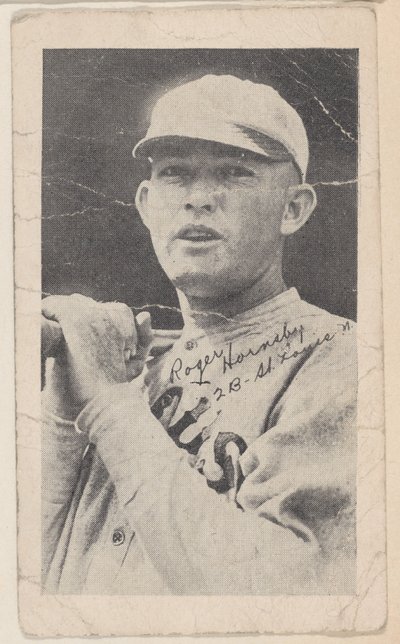 Rogers Hornsby, 2 B - St. Louis N., fra baseball stripekort W575-2, ca. 1921-22. av Unbekannt