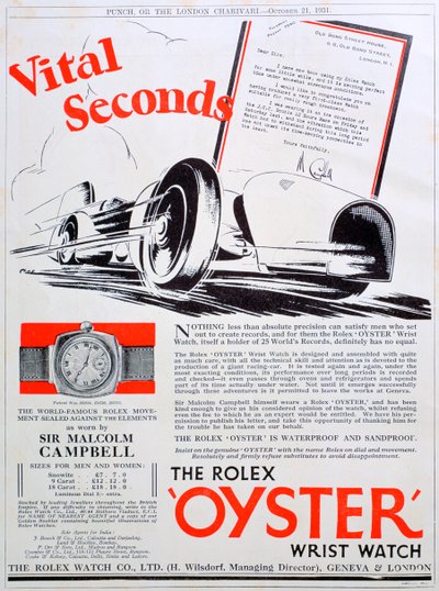 Rolex Oyster armbåndsur-annonse, 1931 av Unbekannt