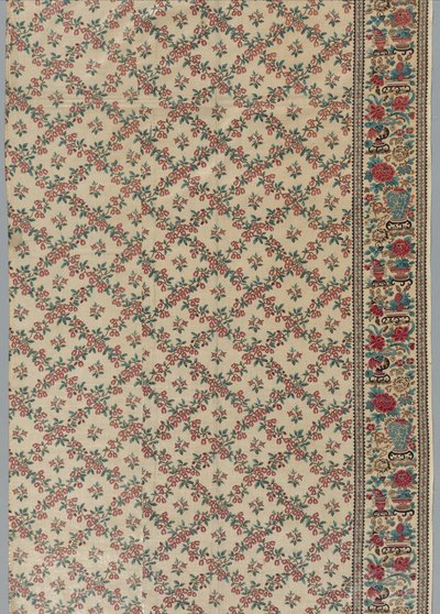 Rulletrykt glasert chintz med blomster- og vasedesign, 1800-tallet. av Unbekannt