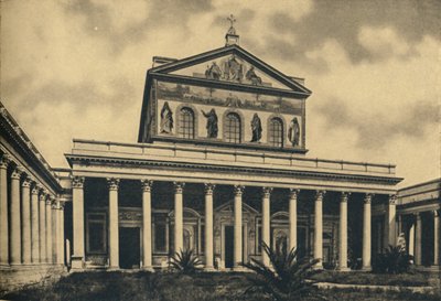 Roma - Hovedfasade til St. Paul-basilikaen uten vegger, 1910. av Unbekannt
