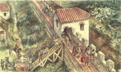Romersk bastion på bymuren, London, 400-tallet av Unbekannt