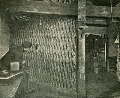 Tauskjerm brukt til beskyttelse under pressing av eksplosiv pistol-bomull, 1901. av Unbekannt