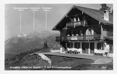 Rosshutte og Wettersteingebirge-fjellene, nær Seefeld, Østerrike, 1900-tallet av Unbekannt