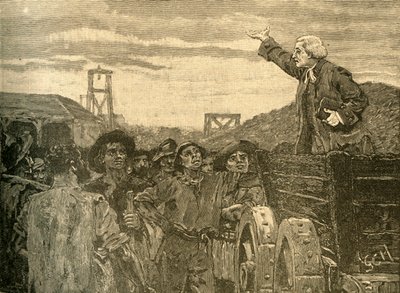 Rowland Hill forkynte for collierne i Kingswood, Bristol, c1772 c1890. av Unbekannt