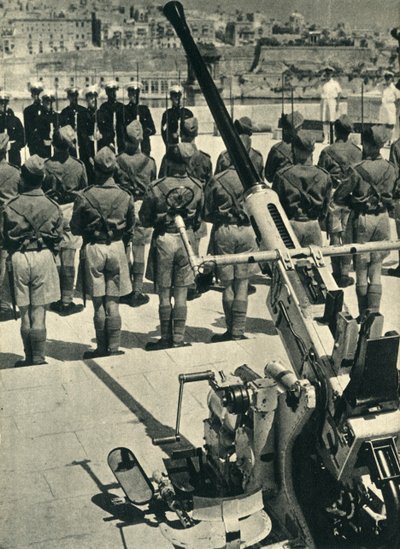 Royal Marines ved paraden som feirer det vellykkede forsvaret av Malta, andre verdenskrig, 1943 1944. av Unbekannt