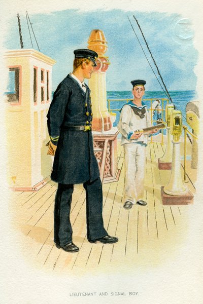 Royal Navy Lieutenant og signalgutt, c1890-c1893 av Unbekannt