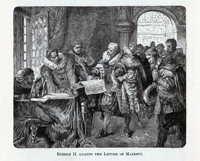 Rudolf II gir Majestetsbrevet, 1882 av Unbekannt