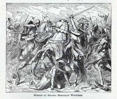 Rudolf av Schwaben dødelig såret, 1882 av Unbekannt