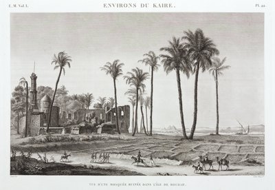 Ødelagt moske på øya Roudah, nær Kairo, Egypt, ca 1798 av Unbekannt
