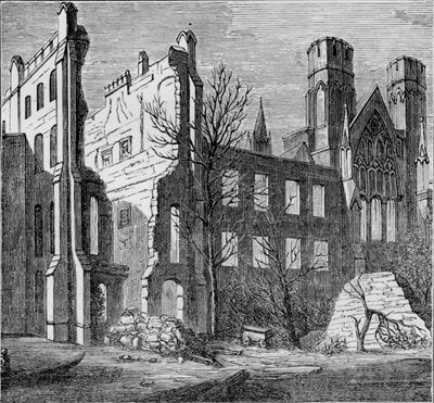 Ruinene av Houses of Parliament, etter brannen i 1834, c1850-årene. av Unbekannt
