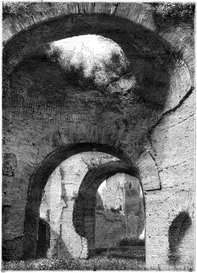 Ruinene av termalbadene i Caracalla, Roma, 1886 av Unbekannt
