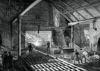 Kjøre det smeltede jernet inn i grisene, c1880 av Unbekannt