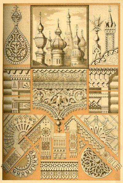 Russisk arkitektonisk ornament og treskjæring, 1898. av Unbekannt