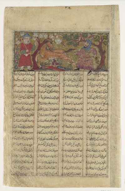 Rustam Lassus Rakhsh, Folio fra en Shahnama Book of Kings of Firdausi, ca. 1330-40. av Unbekannt
