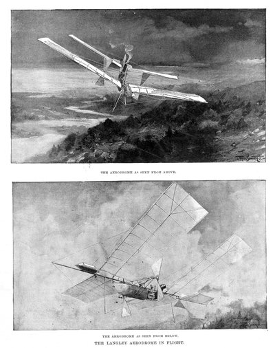 SP Langleys dampdrevne modellfly Aerodrome sett ovenfra og under, 1902 av Unbekannt