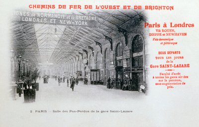 St. Lazare stasjon, Paris, ca. 1900 av Unbekannt
